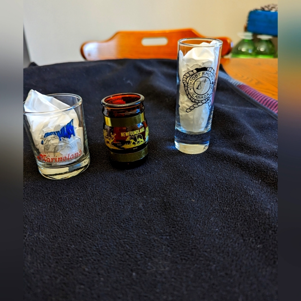 3 Souvenir shot glasses.